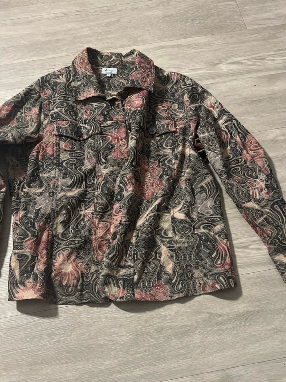 Paisley Denim Jacket in Multicolor by Ambiance Apparel